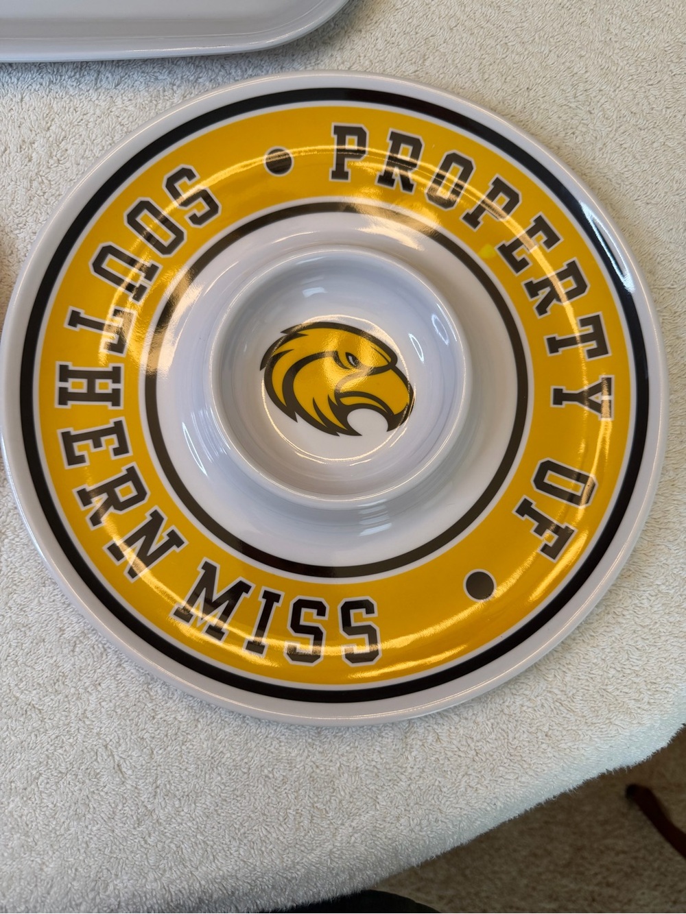 NCAA Southern Miss Golden Eagles Platter Chip Dip Set Excellent Condition - Picture 2 of 9